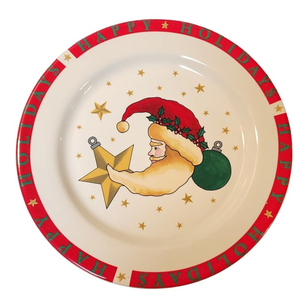 Vintage Signature Housewares Incorporated Stoneware Holiday Classic Santa Plate